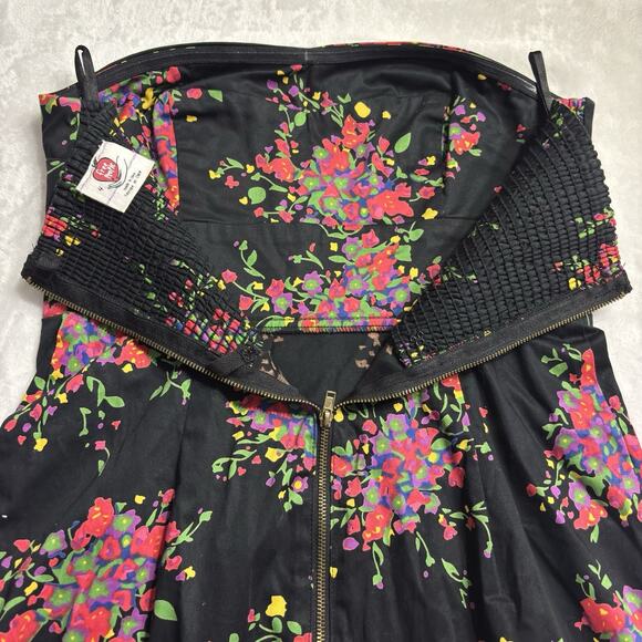 Free People Strapless Mini Dress Sexy Little Black Going out Summer Sz 4 Zip up - Picture 4 of 9